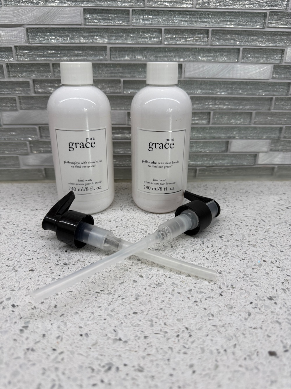 Philosophy Pure Grace White Hand Wash Bottles with Black Pumps